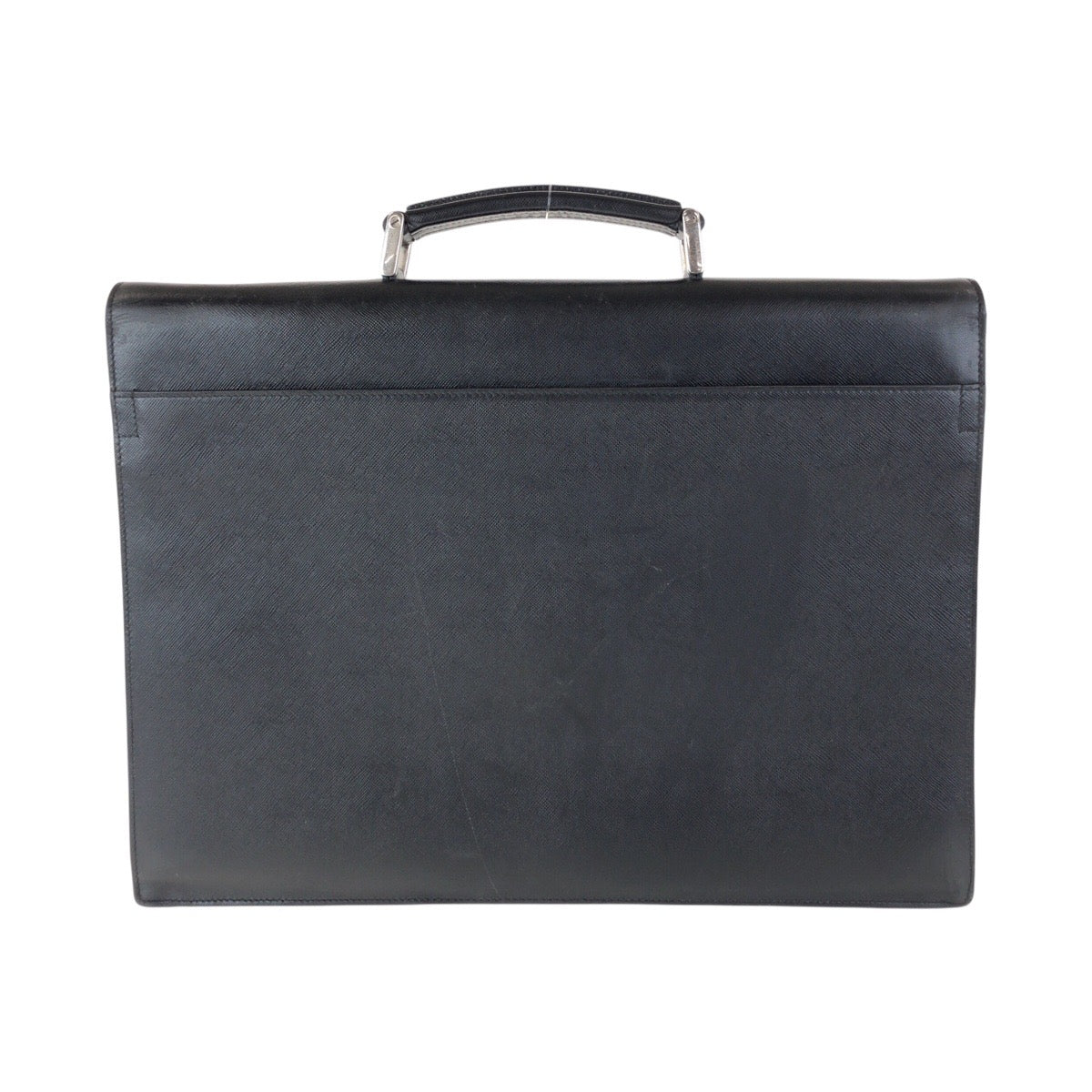 PRADA Business bag leather Black SilverMetal Safiano