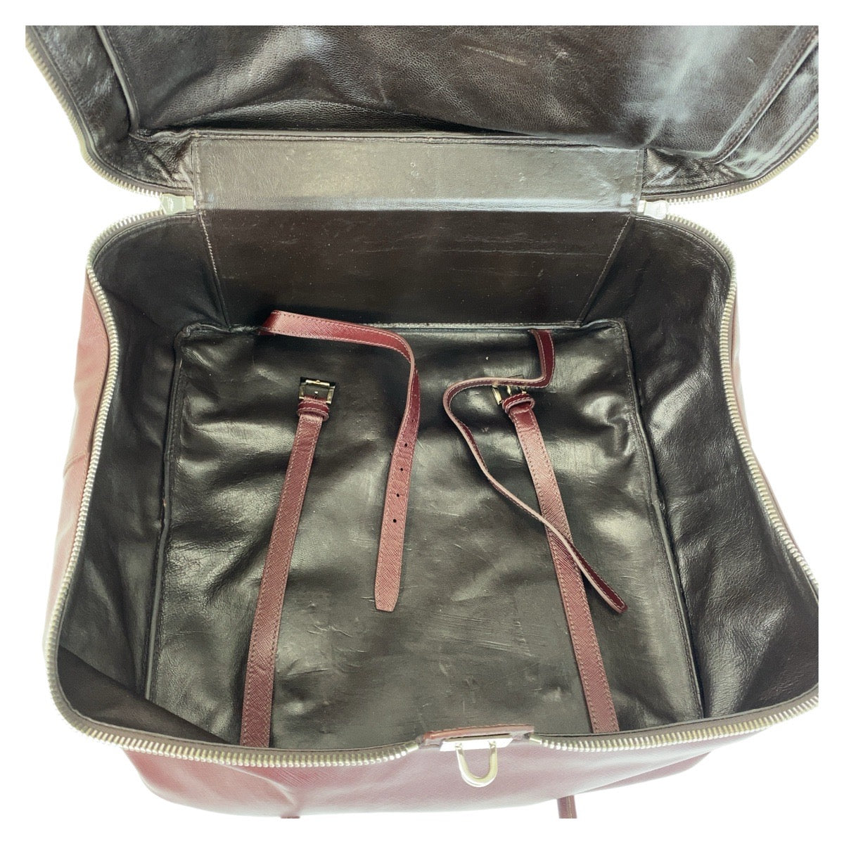 Prada Saffiano Triangle Logo Plate Leather 2way Boston Bag