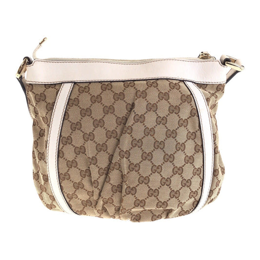 GUCCI Shoulder Bag 203257 GG canvas, leather Beige White Gold Metal Crossbody Shoulder Bag Women
