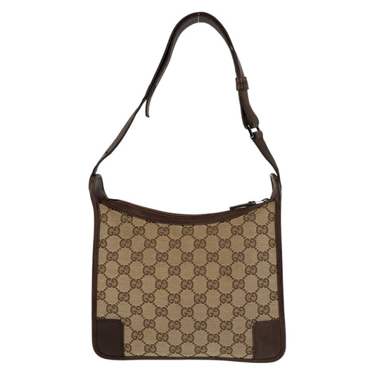 GUCCI Shoulder Bag 001 4206 GG canvas, leather Beige brown Women
