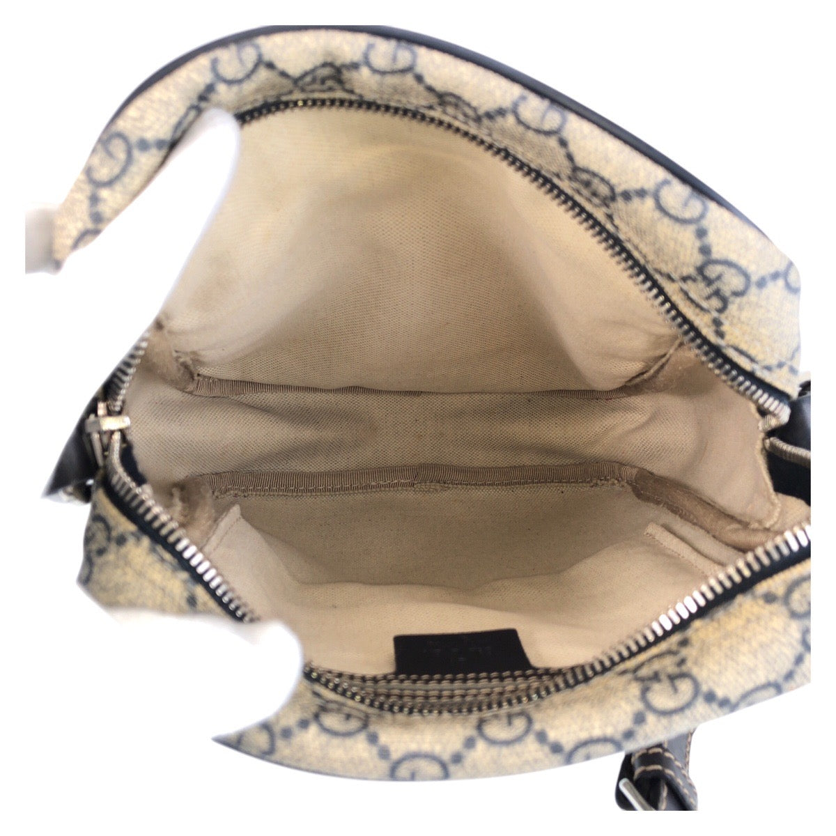 GUCCI Shoulder Bag 233268 GG Supreme canvas, leather Gray Navy SilverMetal Shoulder Bag pochette Women