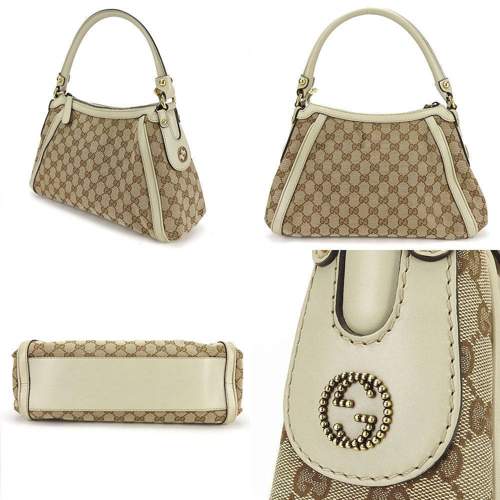GUCCI Shoulder Bag 282298 GG canvas, leather beige Women