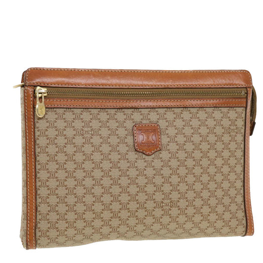 Luxury CELINE Macadam Canvas Clutch Bag PVC Leather Beige 41223