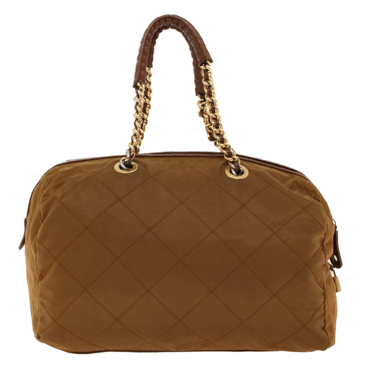 Prada Chain Boston Bag Nylon Brown