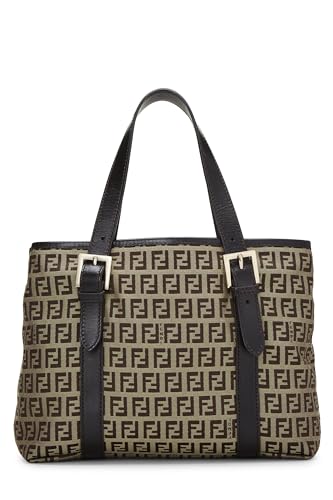 Fendi, Brown Zucchino Canvas Handbag, Brown