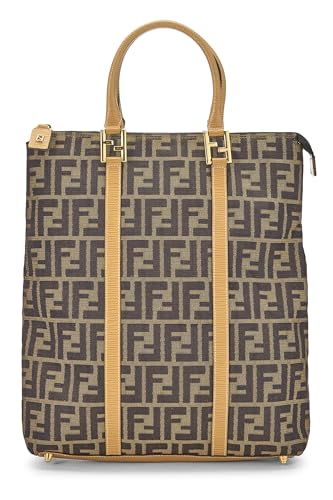 Fendi, Brown Zucca Canvas Vertical Tote, Brown