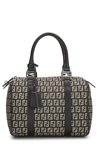 Fendi, Brown Zucchino Canvas Forever Boston Small, Brown