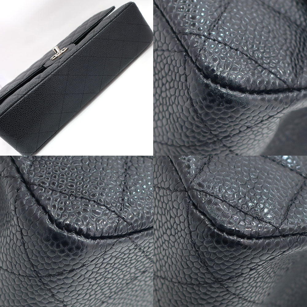 Chanel Bag Matrasse 25 A01112 Chain Shoulder CC Mark W Flap Caviar S BK/SV G Women 19th Eight-digit Card Bag Box