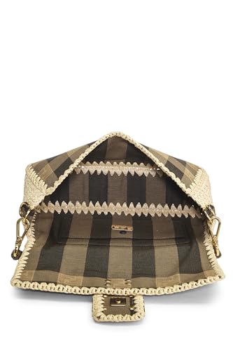 Fendi, Brown Pequin Canvas Convertible Baguette Medium, Multi