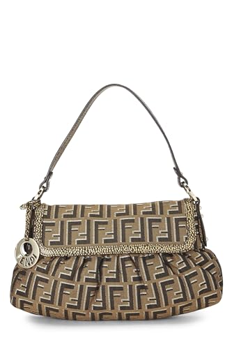 Fendi, Brown & Gold Zucca Canvas Chef, Gold