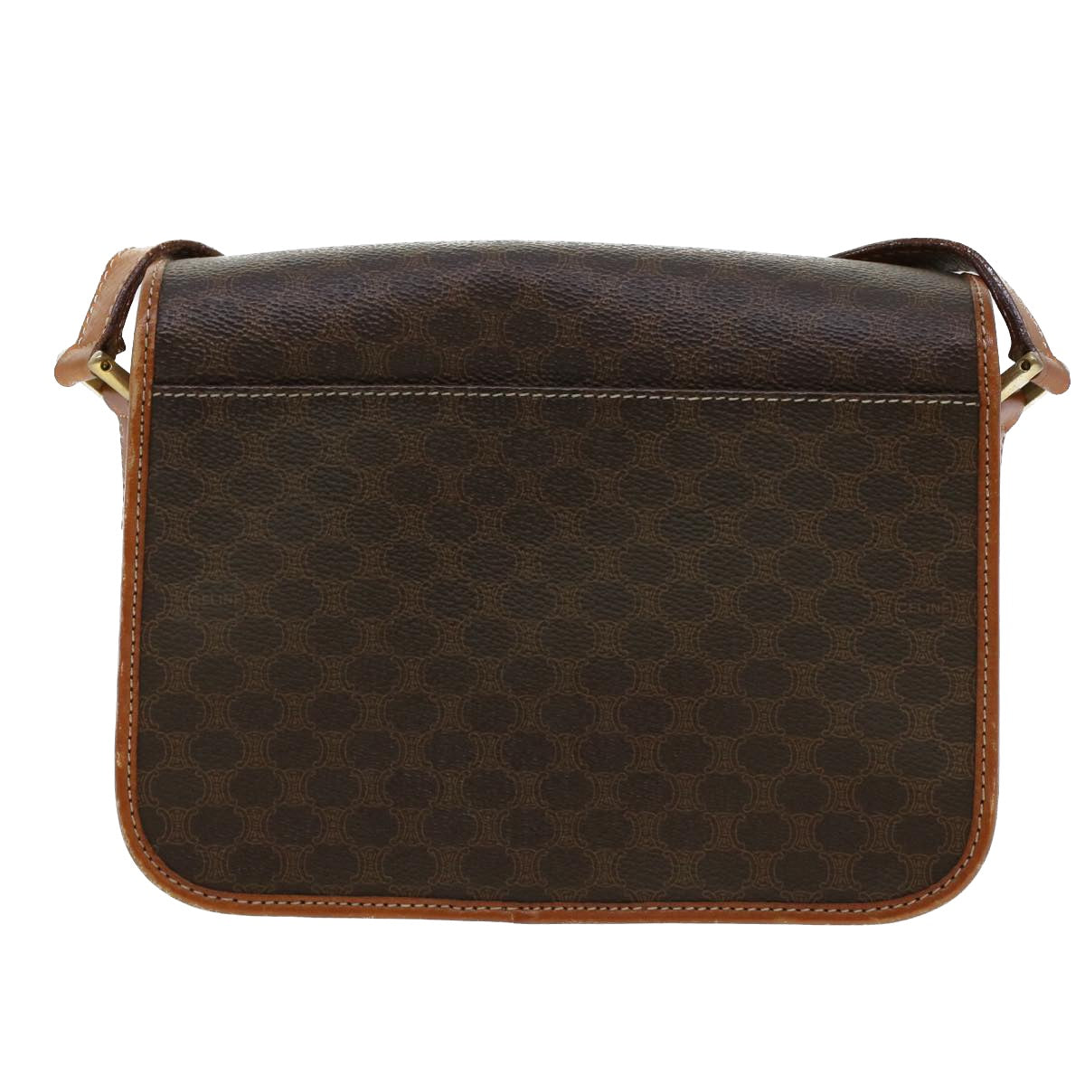 Luxury CELINE Macadam Canvas Shoulder Bag PVC Leather Brown 42446