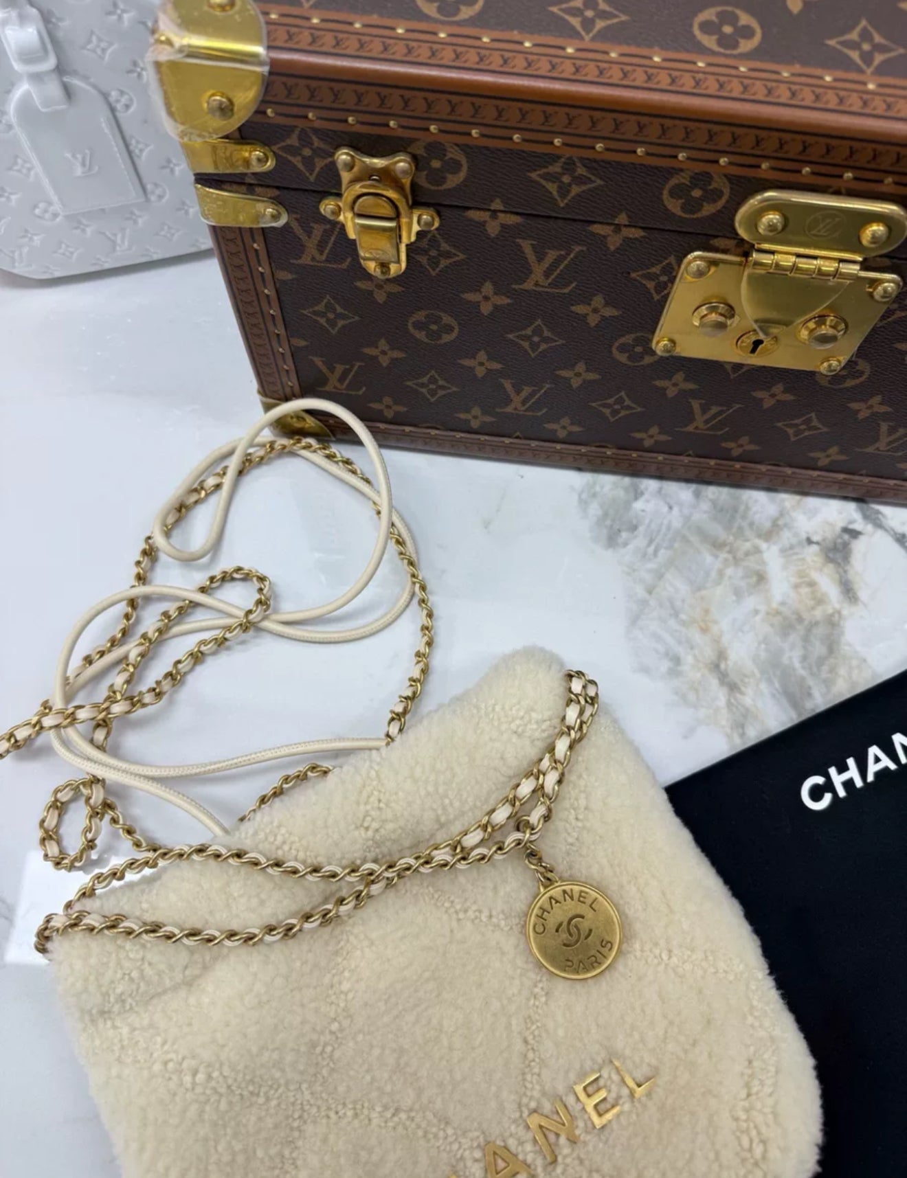 Chanel 22 bag mini teddy with gold hardware
