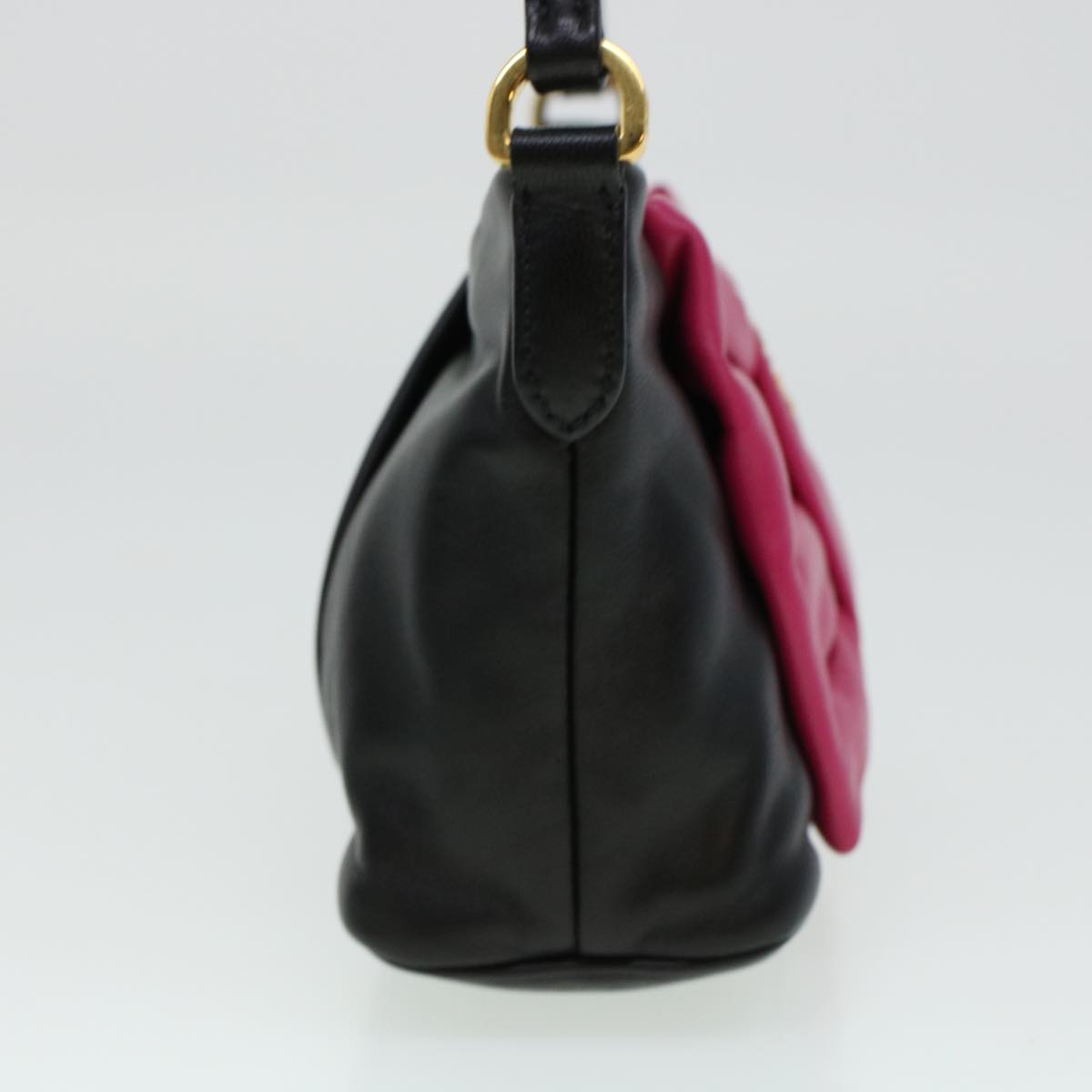 Prada Ribbon Hand Bag Leather Black