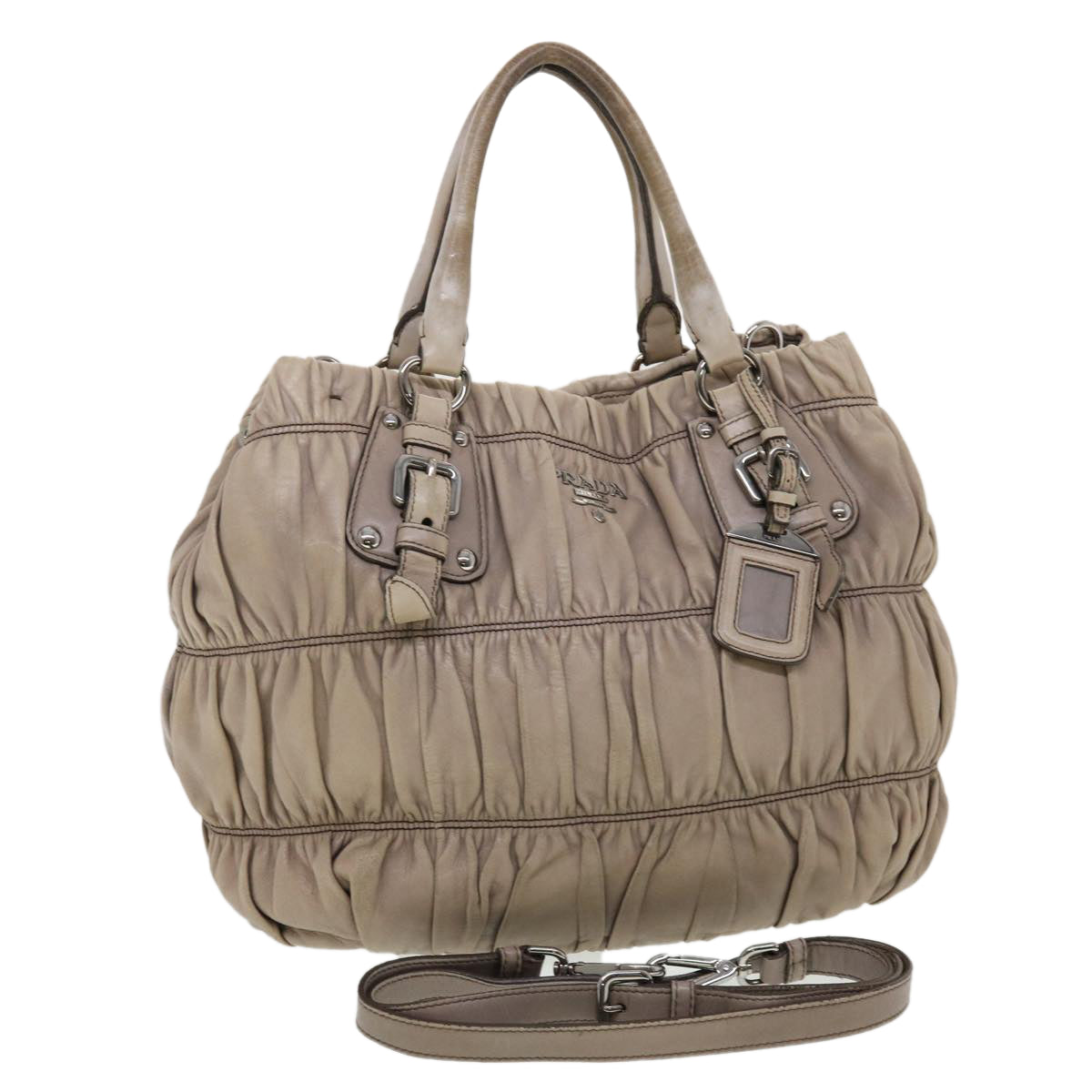 Prada Hand Bag Leather 2way Gray