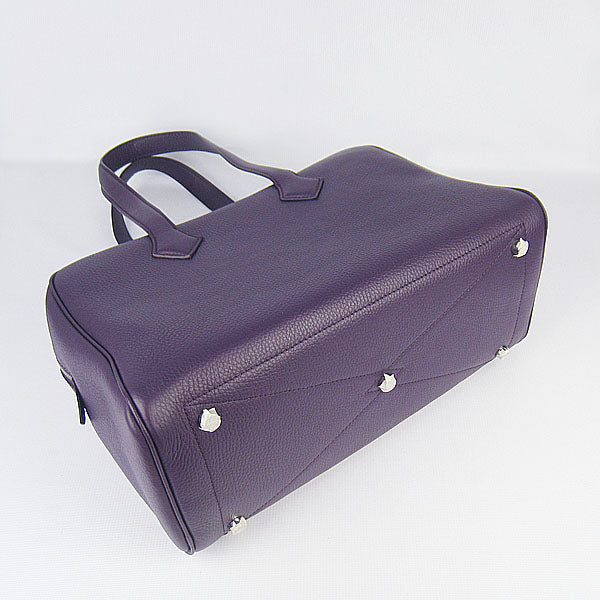Luxury Hermes Togo leather handbag purple