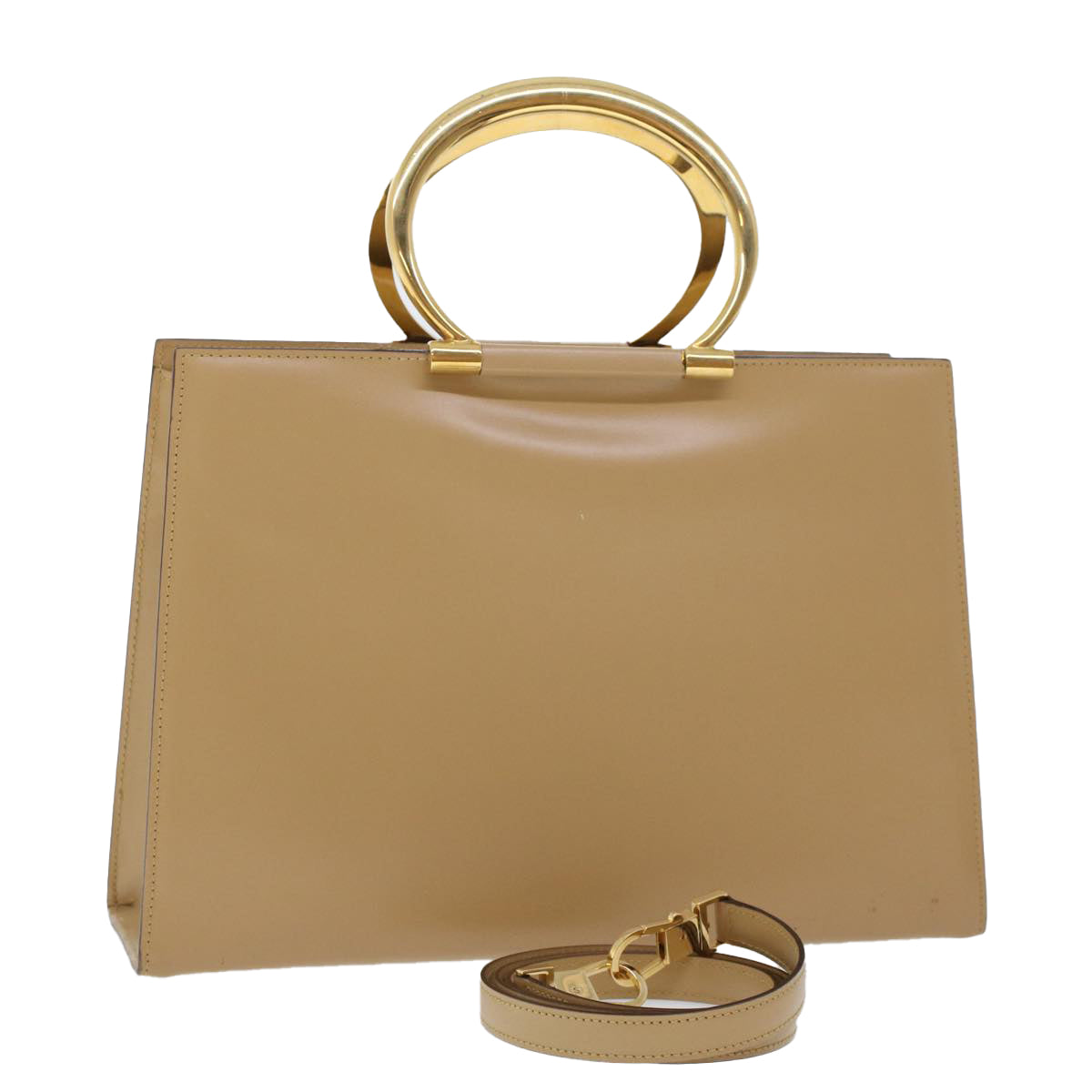 Luxury CELINE Hand Bag Leather 2way Beige 43929