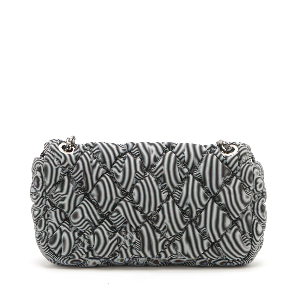 Chanel Bubble Kilt Nylon Chain Shoulder Bag Gr Silver 13th