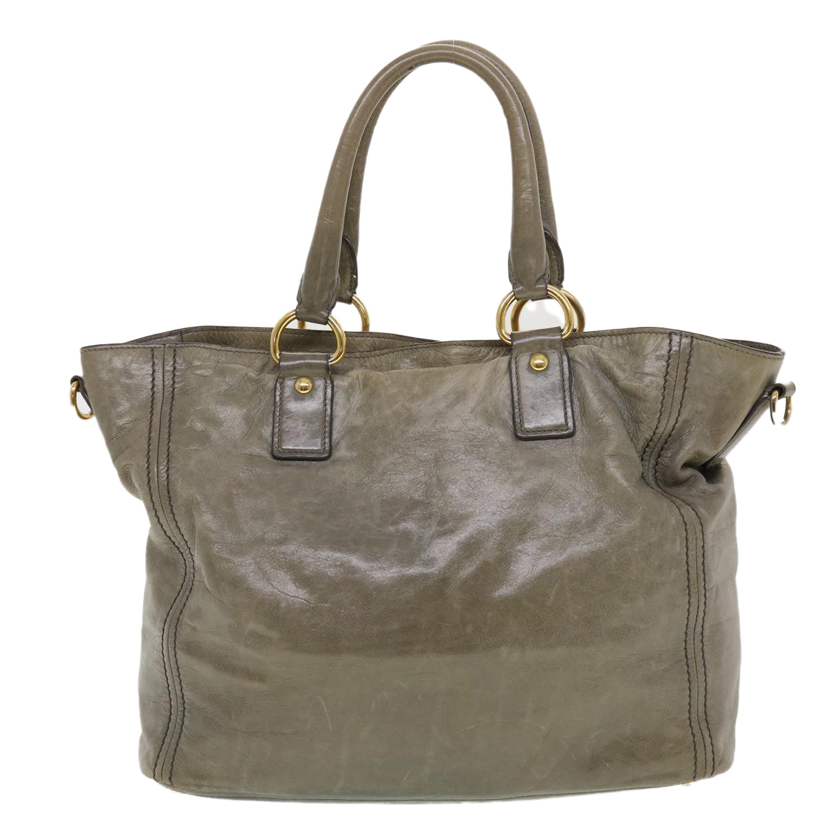 Prada Hand Bag Leather 2way Gray