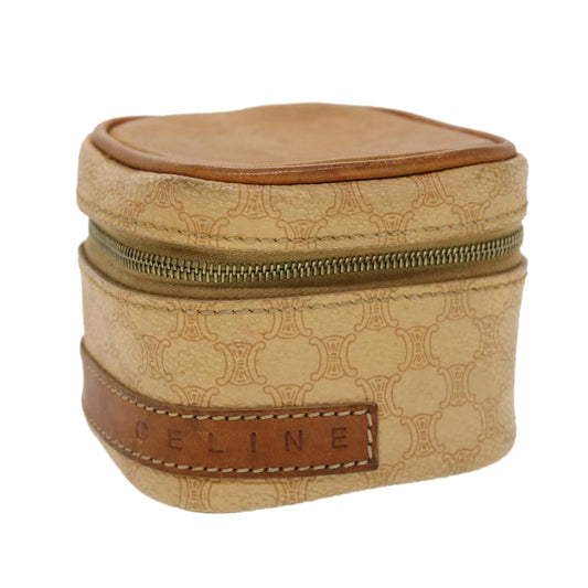 Luxury CELINE Macadam Canvas Pouch PVC Leather Beige 44512
