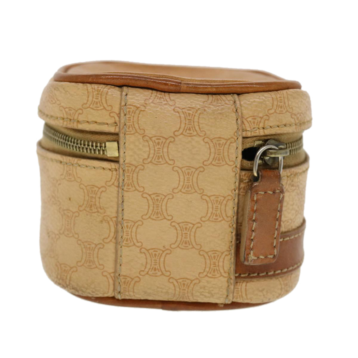 Luxury CELINE Macadam Canvas Pouch PVC Leather Beige 44512
