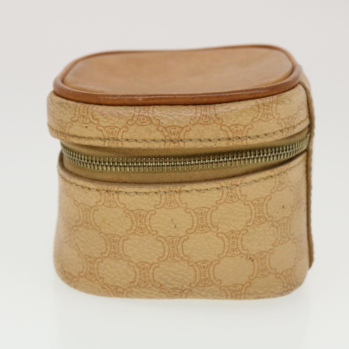 Luxury CELINE Macadam Canvas Pouch PVC Leather Beige 44512