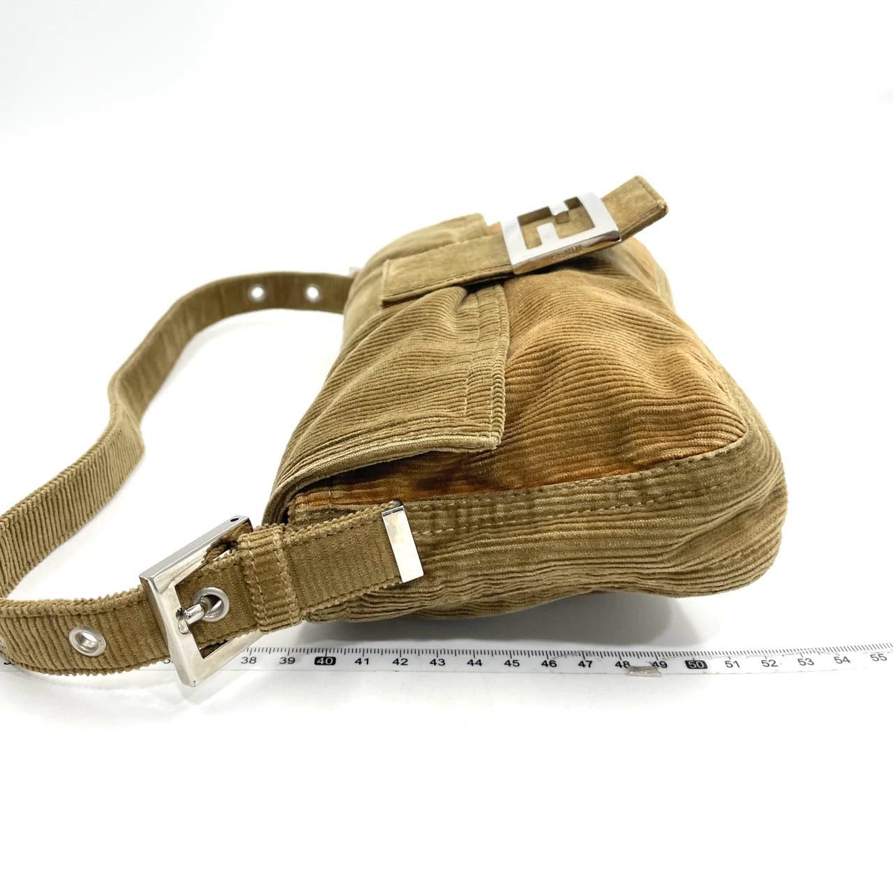 FENDI Baguette Corduroy Beige Brown Shoulder Bag