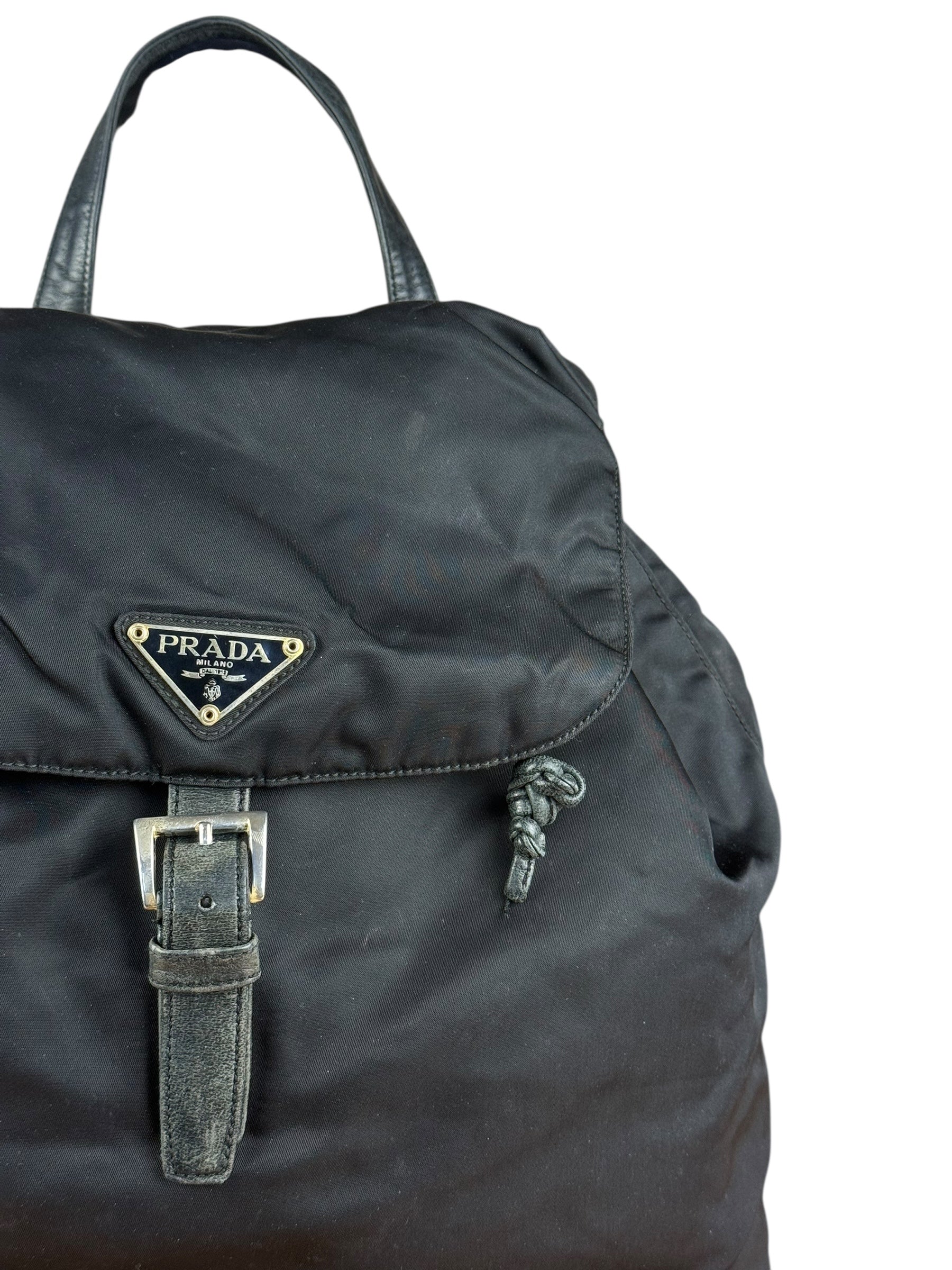 Prada Black Nylon Drawstring Backpack