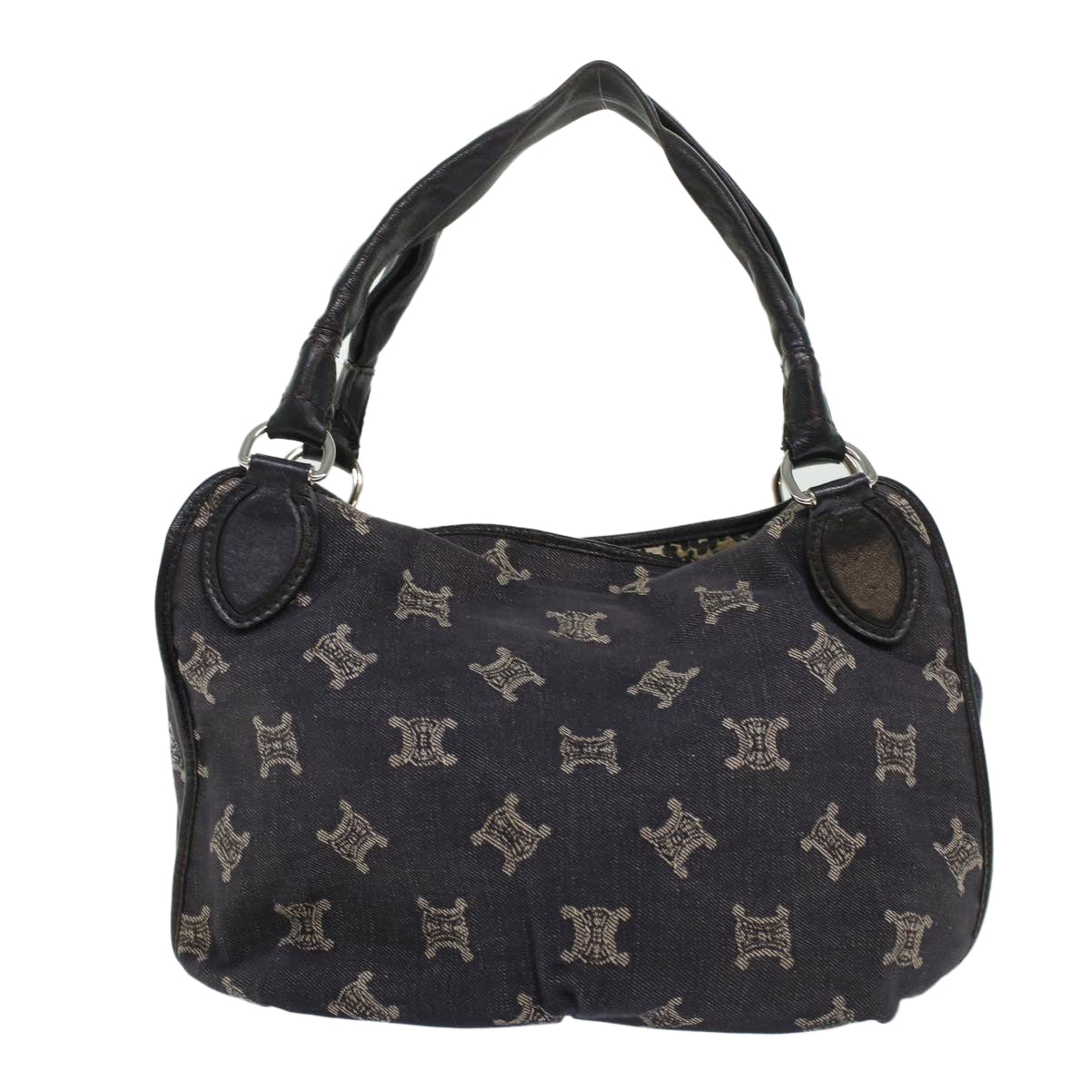 Luxury CELINE Paris Macadam Canvas Shoulder Bag Navy 45885