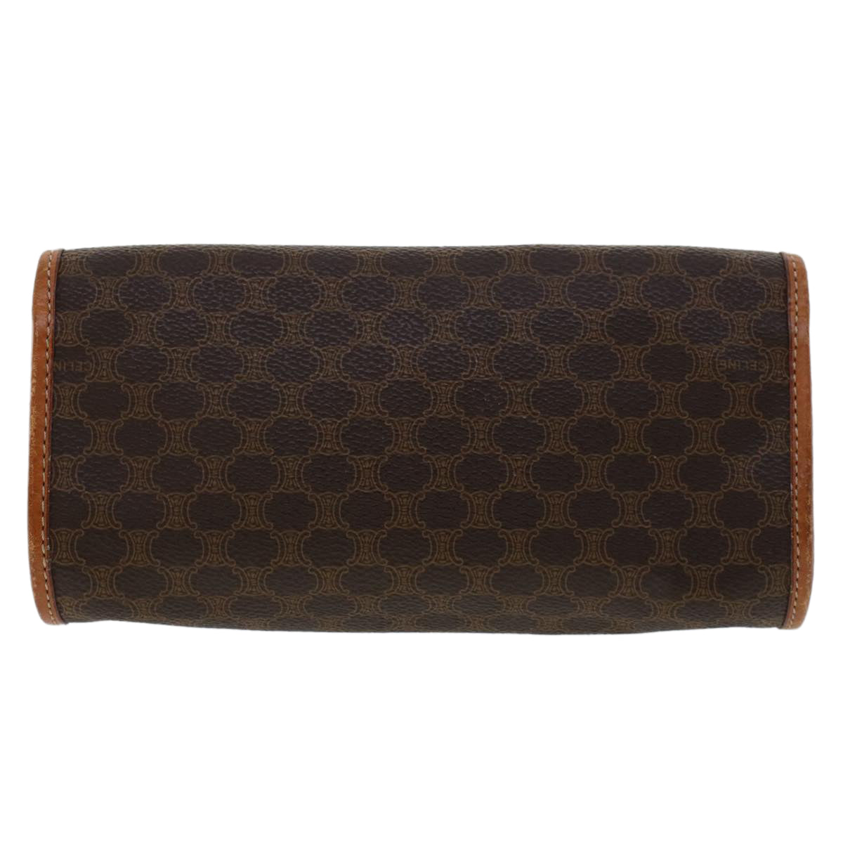 Luxury CELINE Macadam Canvas Pouch PVC Leather Brown 45910