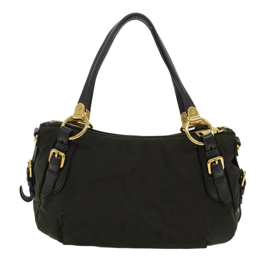 Prada Shoulder Bag Nylon Leather Khaki