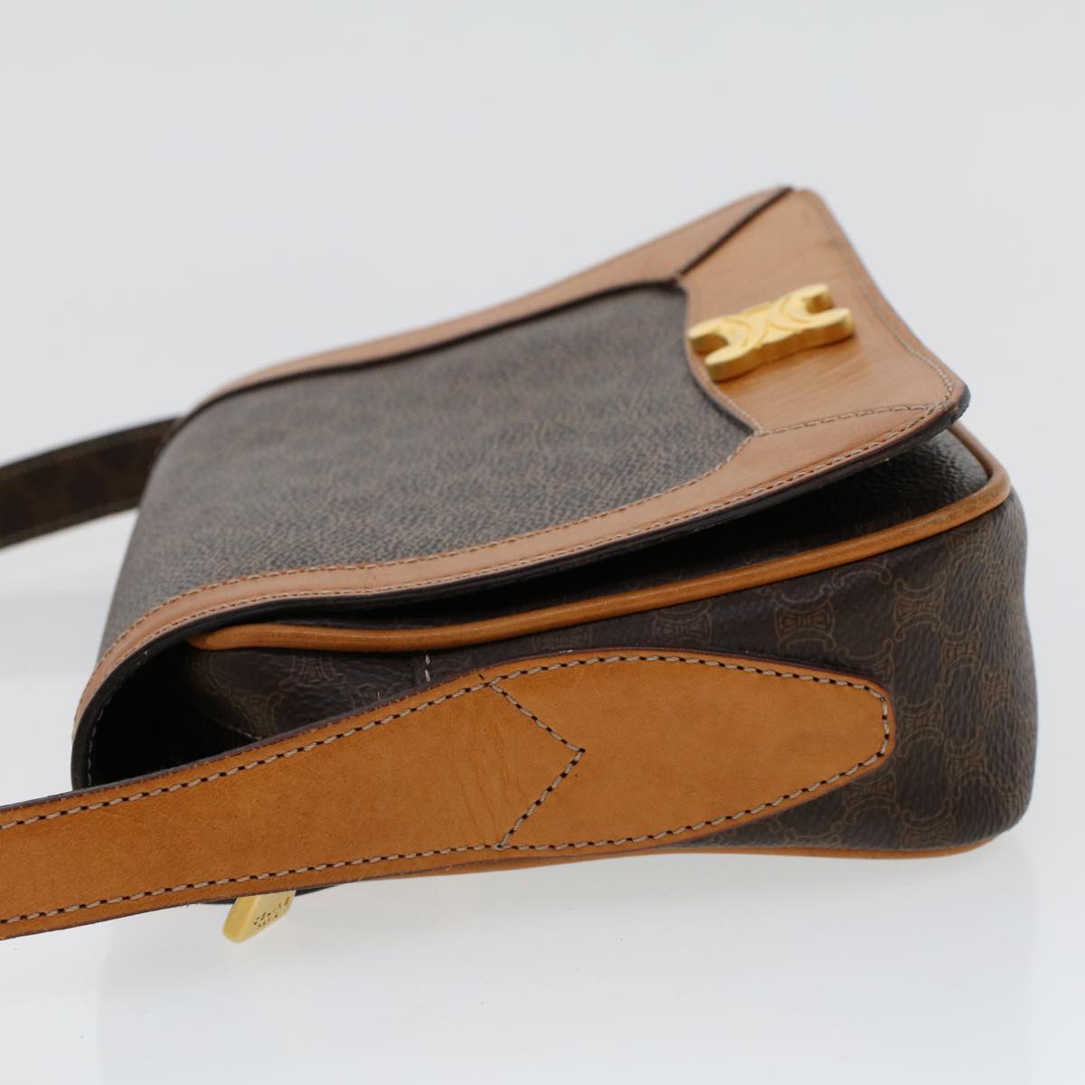 Luxury CELINE Macadam Canvas Shoulder Bag PVC Leather Brown 46305