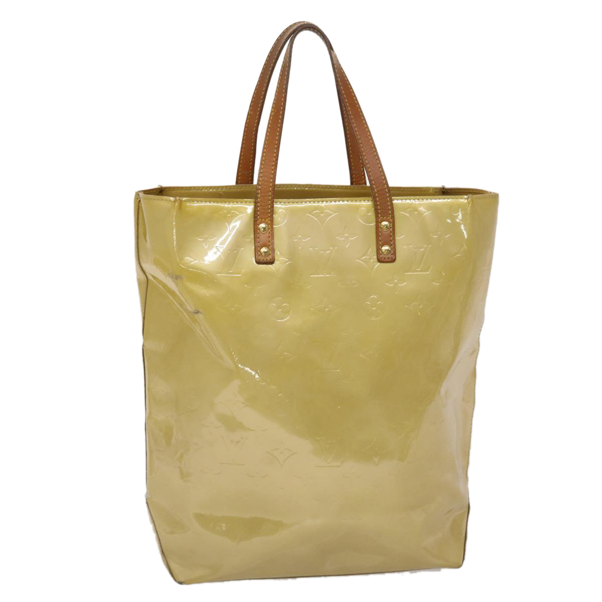 LOUIS VUITTON Monogram Vernis Reade MM Hand Bag Beige M91141 LV Auth 46616