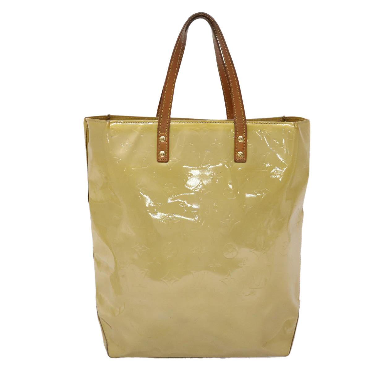 LOUIS VUITTON Monogram Vernis Reade MM Hand Bag Beige M91141 LV Auth 46616