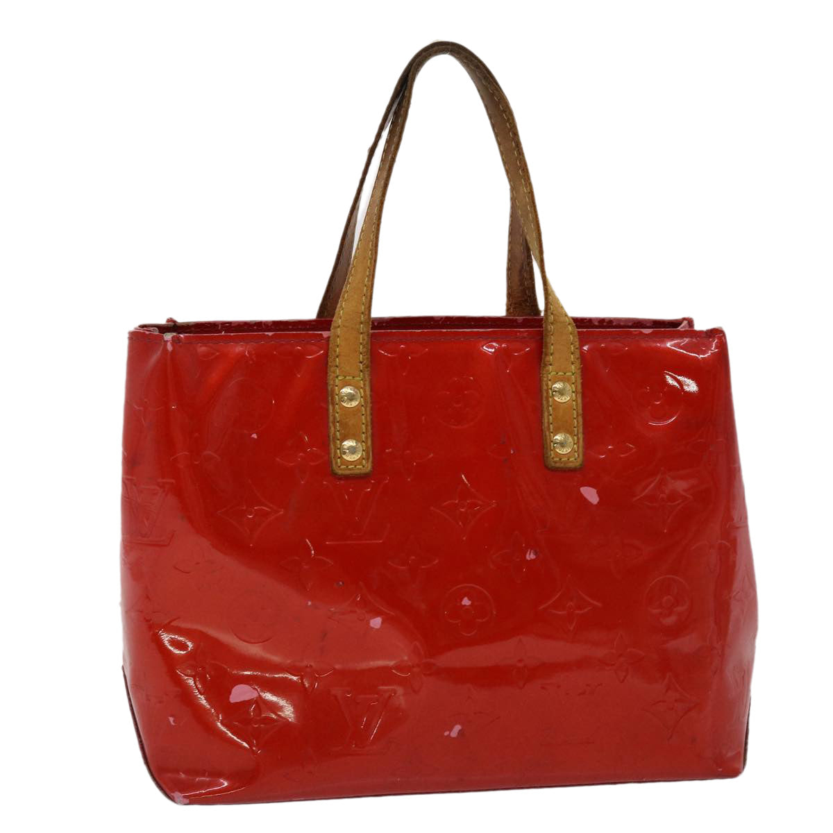 LOUIS VUITTON Monogram Vernis Reade PM Hand Bag Rouge M91088 LV Auth 46754
