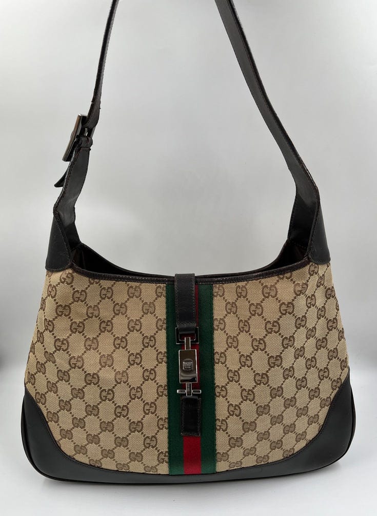 Gucci Jackie Leather Canvas Shoulder Bag Style 18
