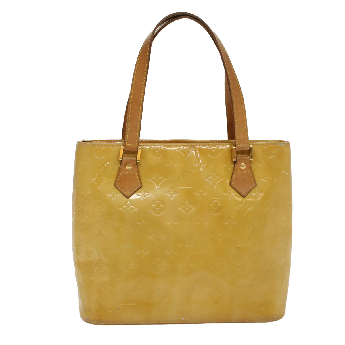LOUIS VUITTON Monogram Vernis Houston Hand Bag Jaune M91121 LV Auth 47365