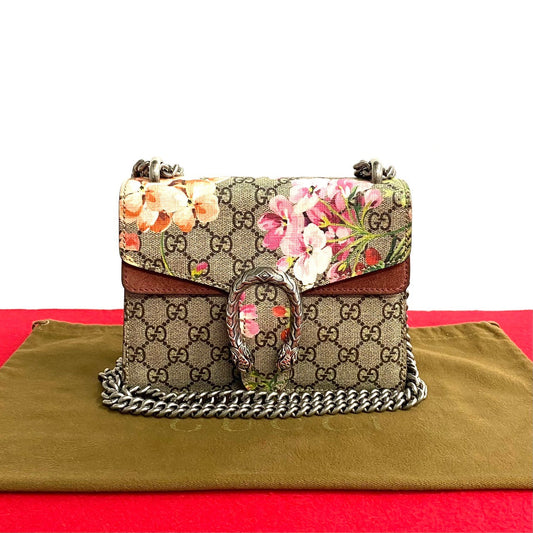 GUCCI Shoulder Bag Leather, PVC Brown GG Supreme Flora Dionysus Women