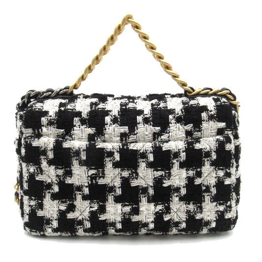 CHANEL CHANEL 19 Chain Shoulder Bag Tweed/Wall/Leather Black/White AS1160