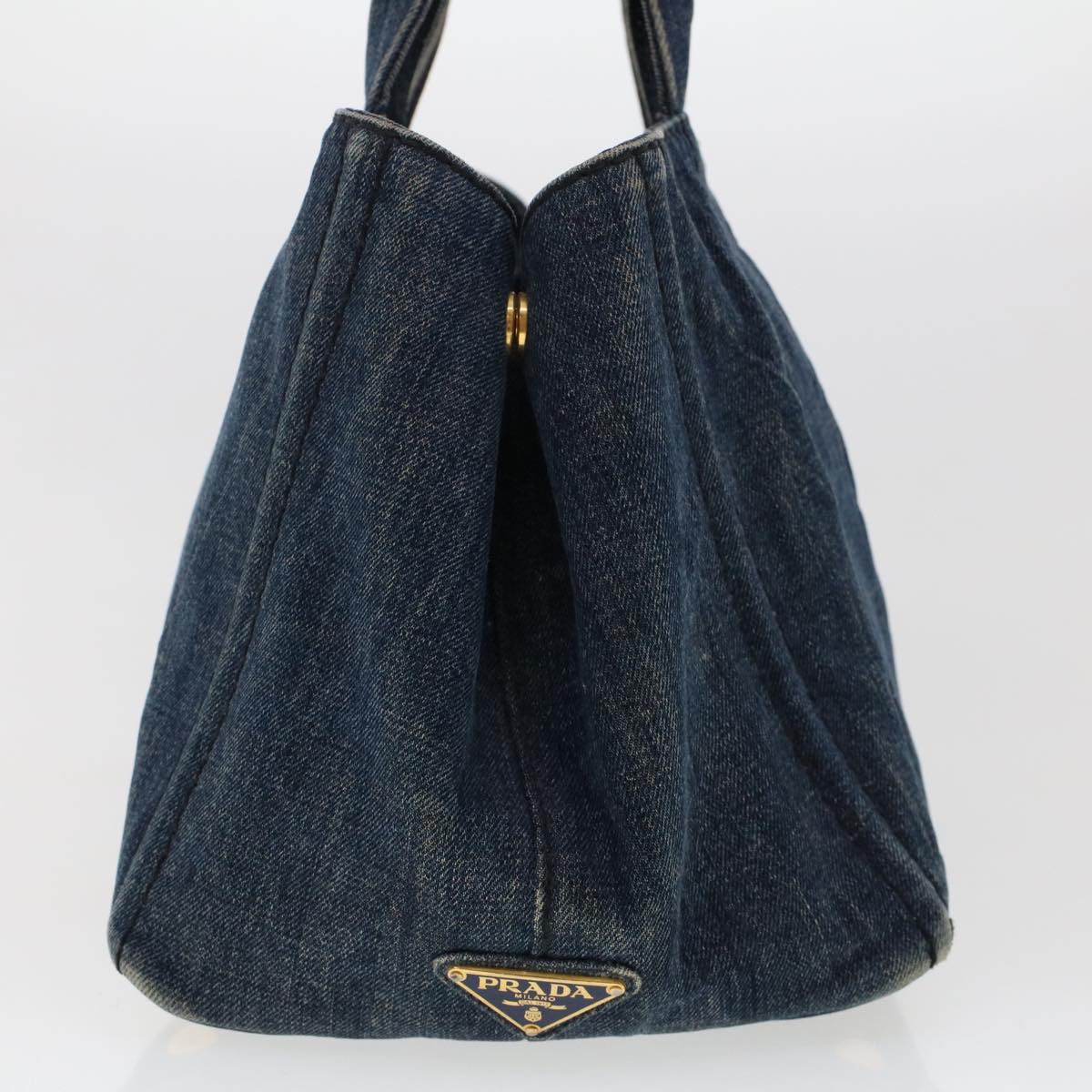 PRADA Canapa Hand Bag Canvas Blue Auth
