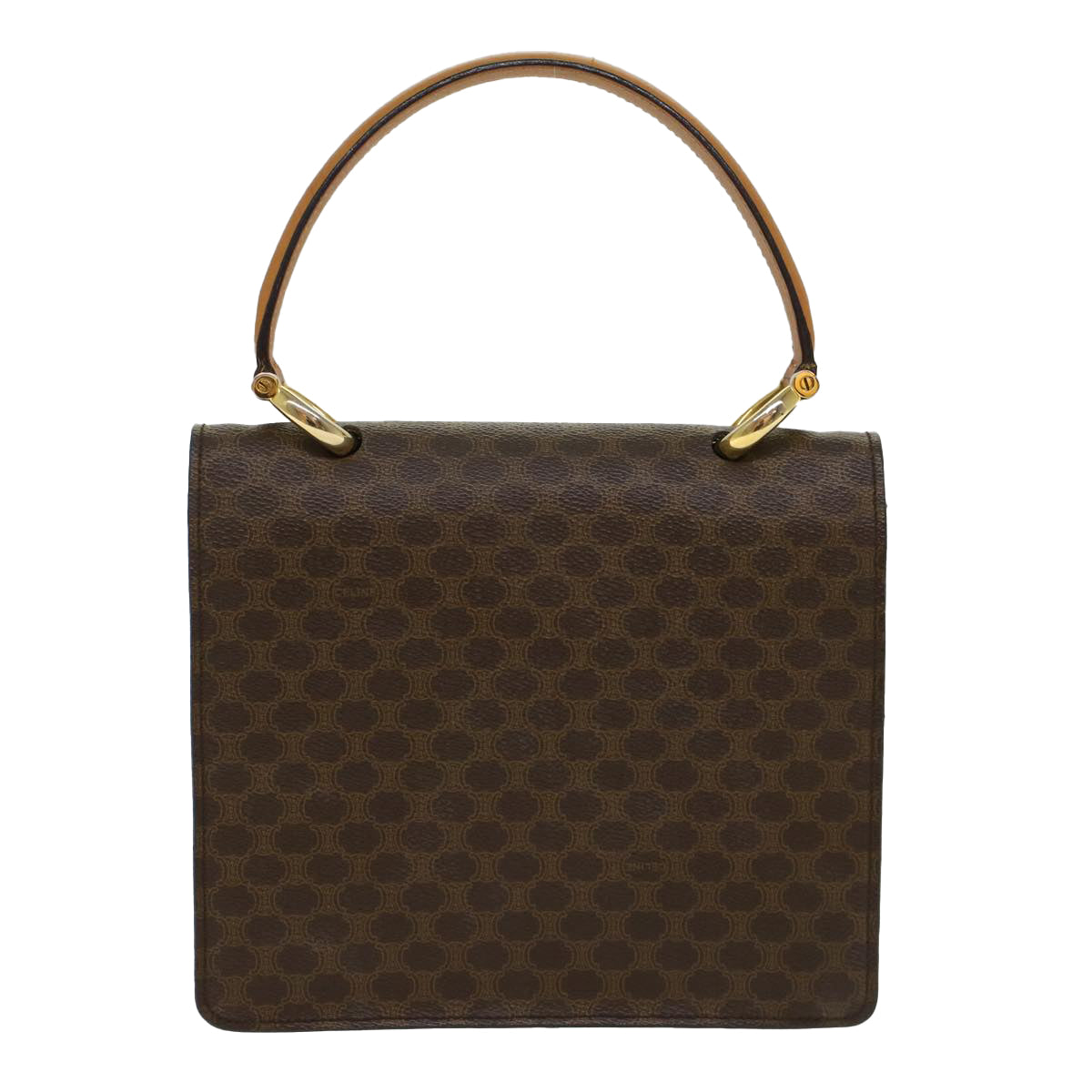 Luxury CELINE Macadam Canvas Hand Bag PVC Leather Brown 47998