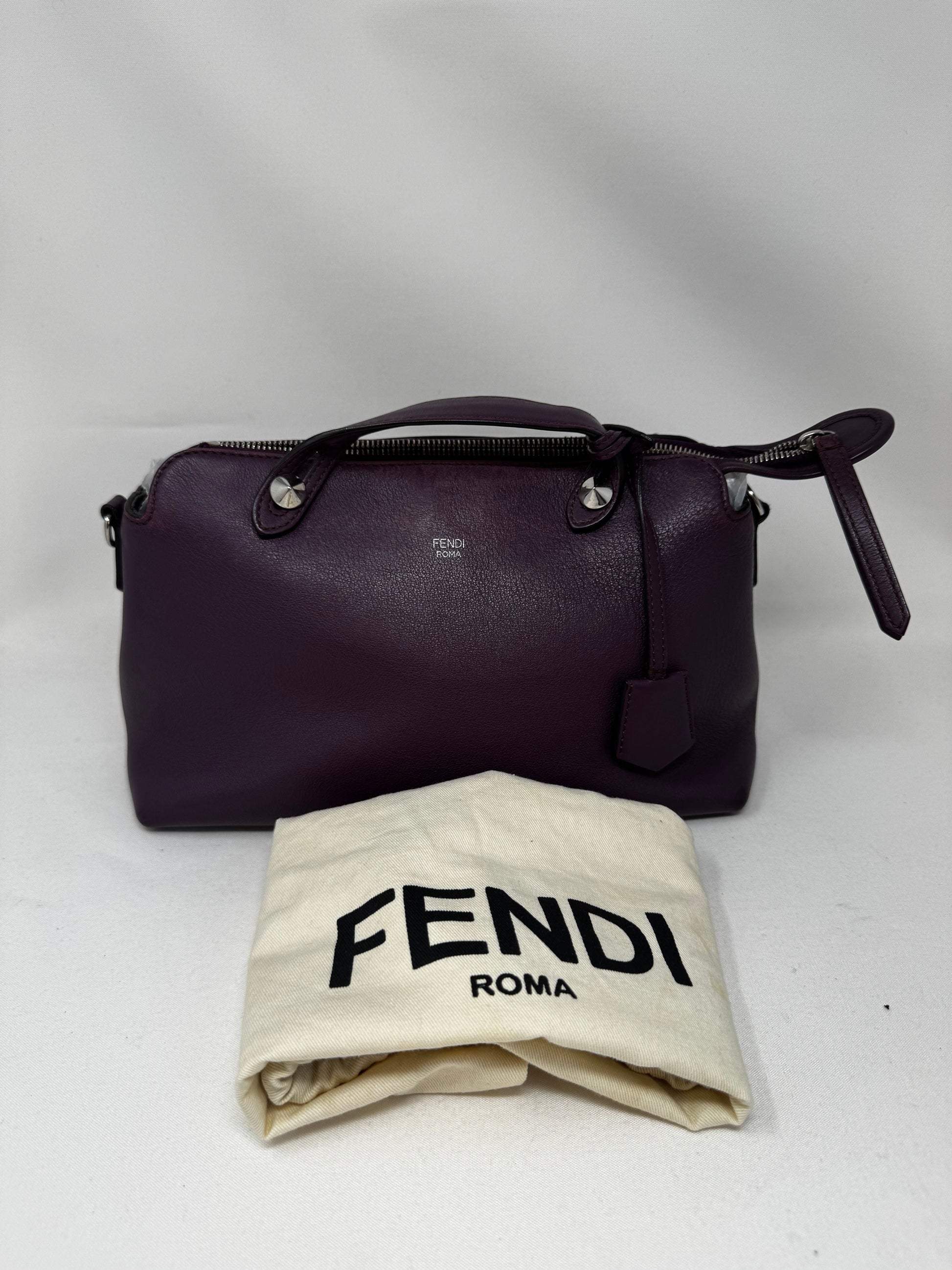 Fendi Aubergine Calfskin Leather Mini By the Way Bag BJ1-06
