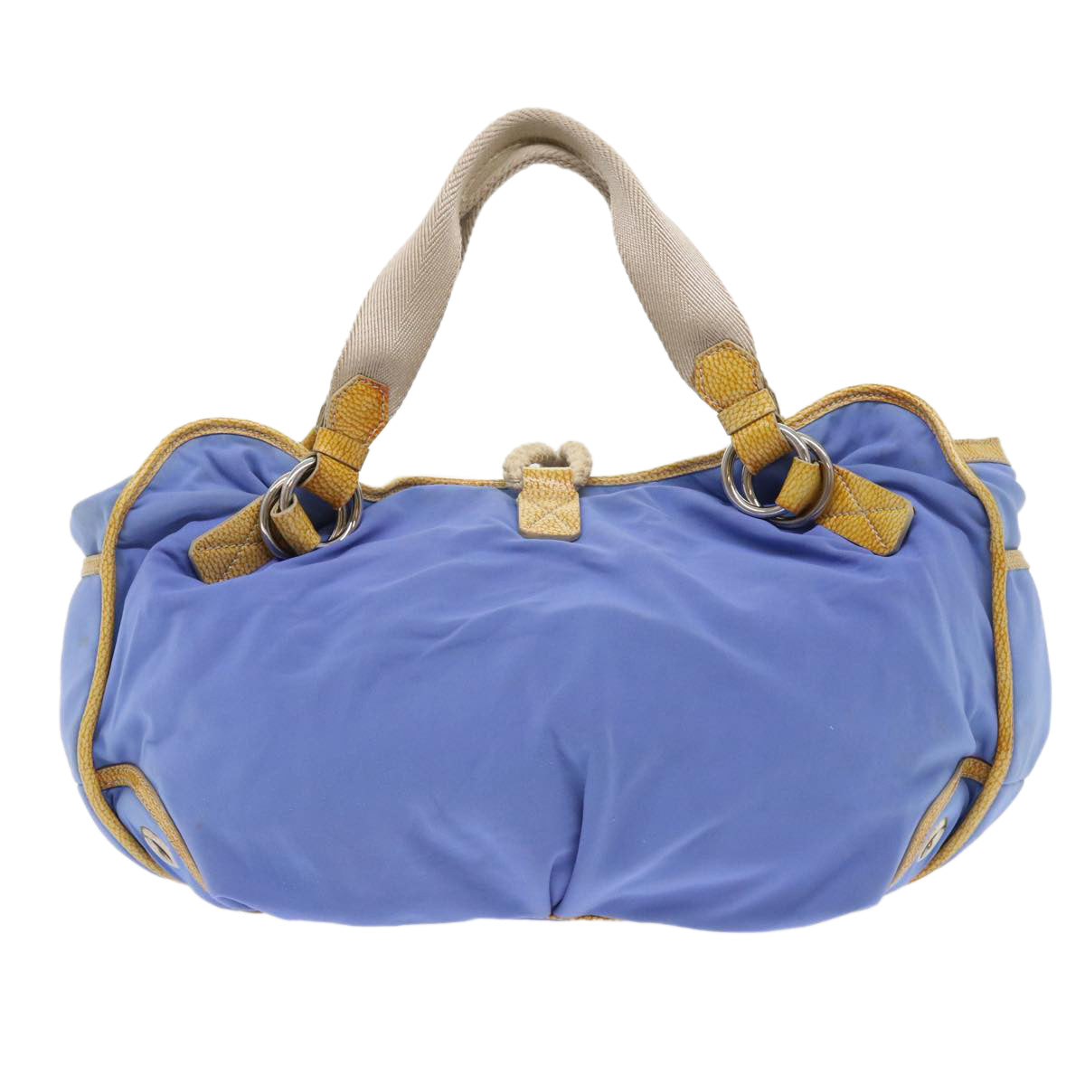 Luxury CELINE Boston Bag Nylon Blue Brown 48042