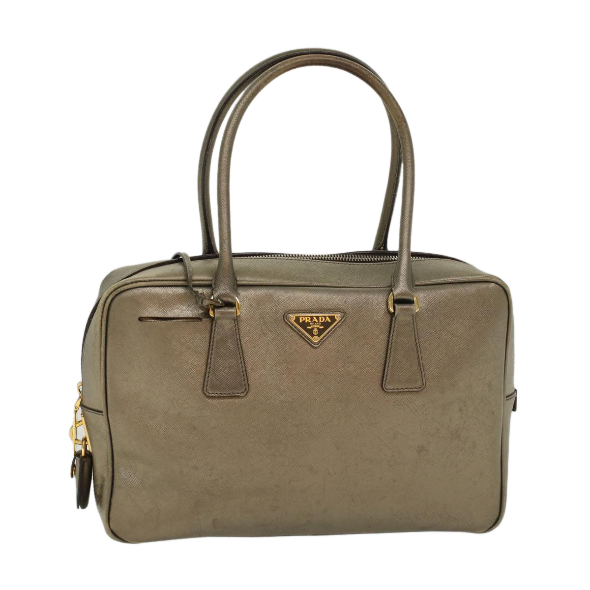 Prada Safiano Leather Hand Bag Gold Tone