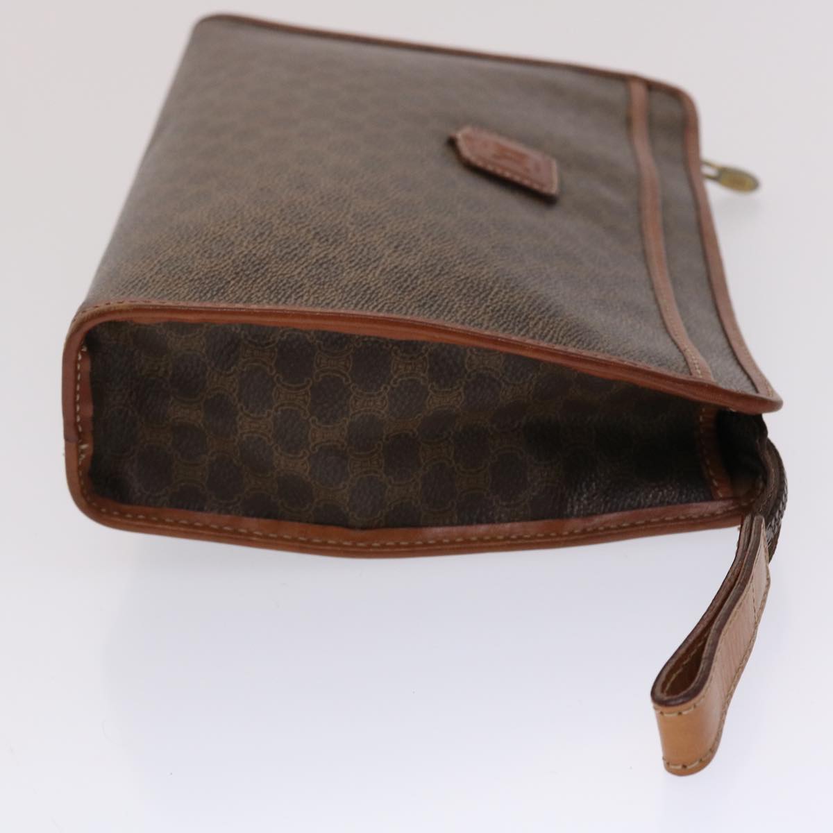 Luxury CELINE Macadam Canvas Clutch Bag PVC Leather Brown 48331
