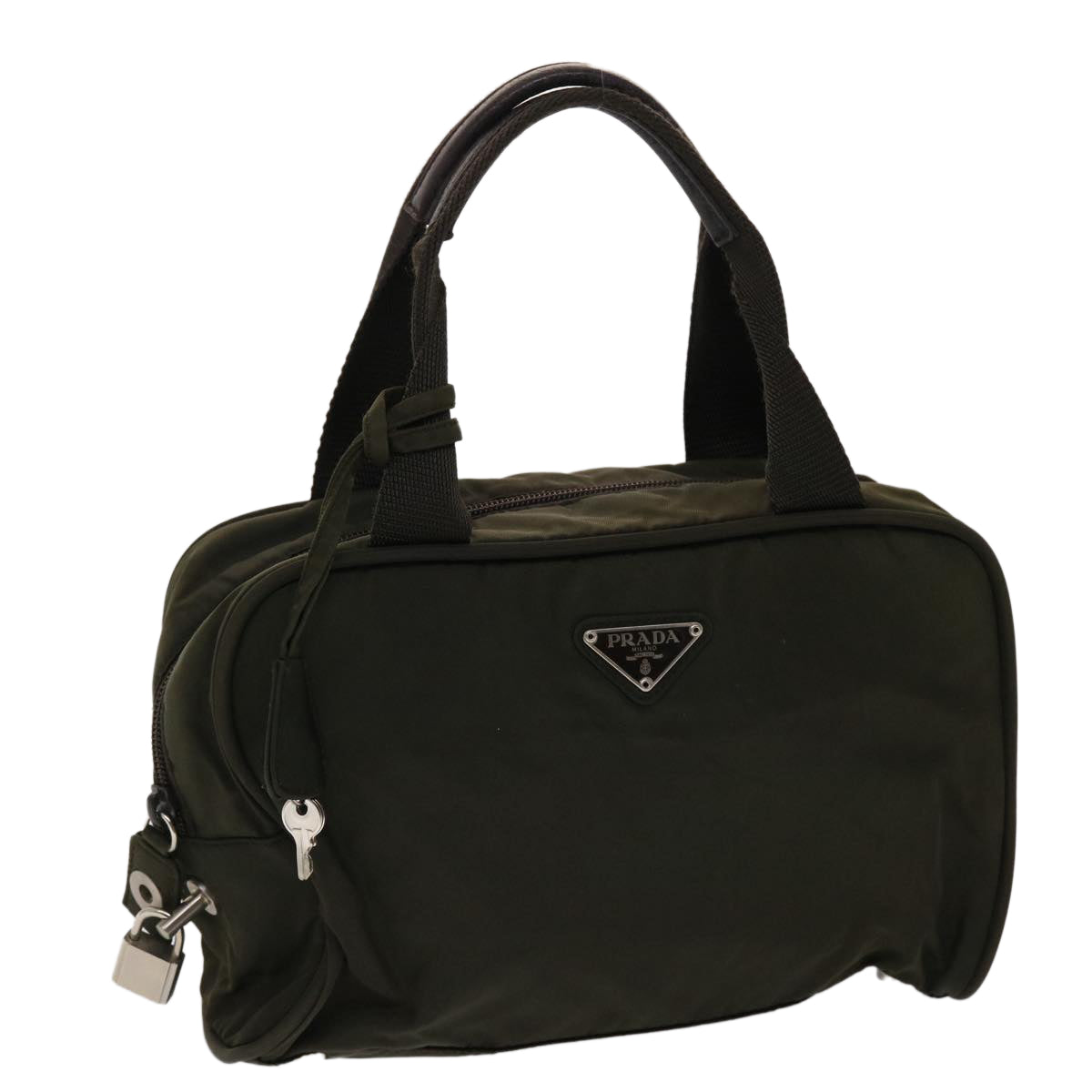 PRADA Hand Bag Nylon Khaki Auth