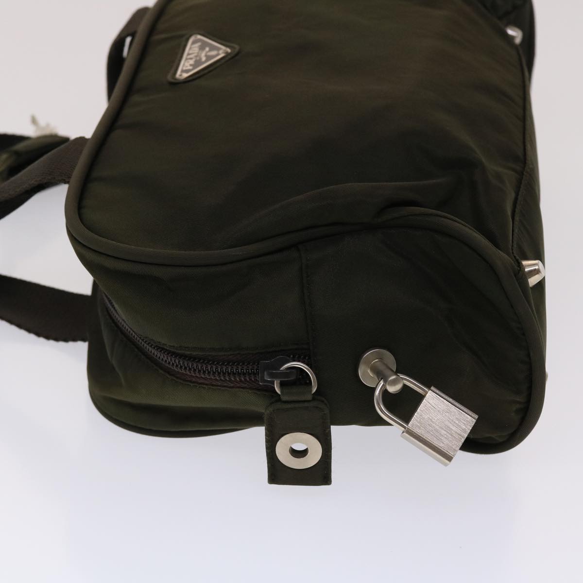 PRADA Hand Bag Nylon Khaki Auth