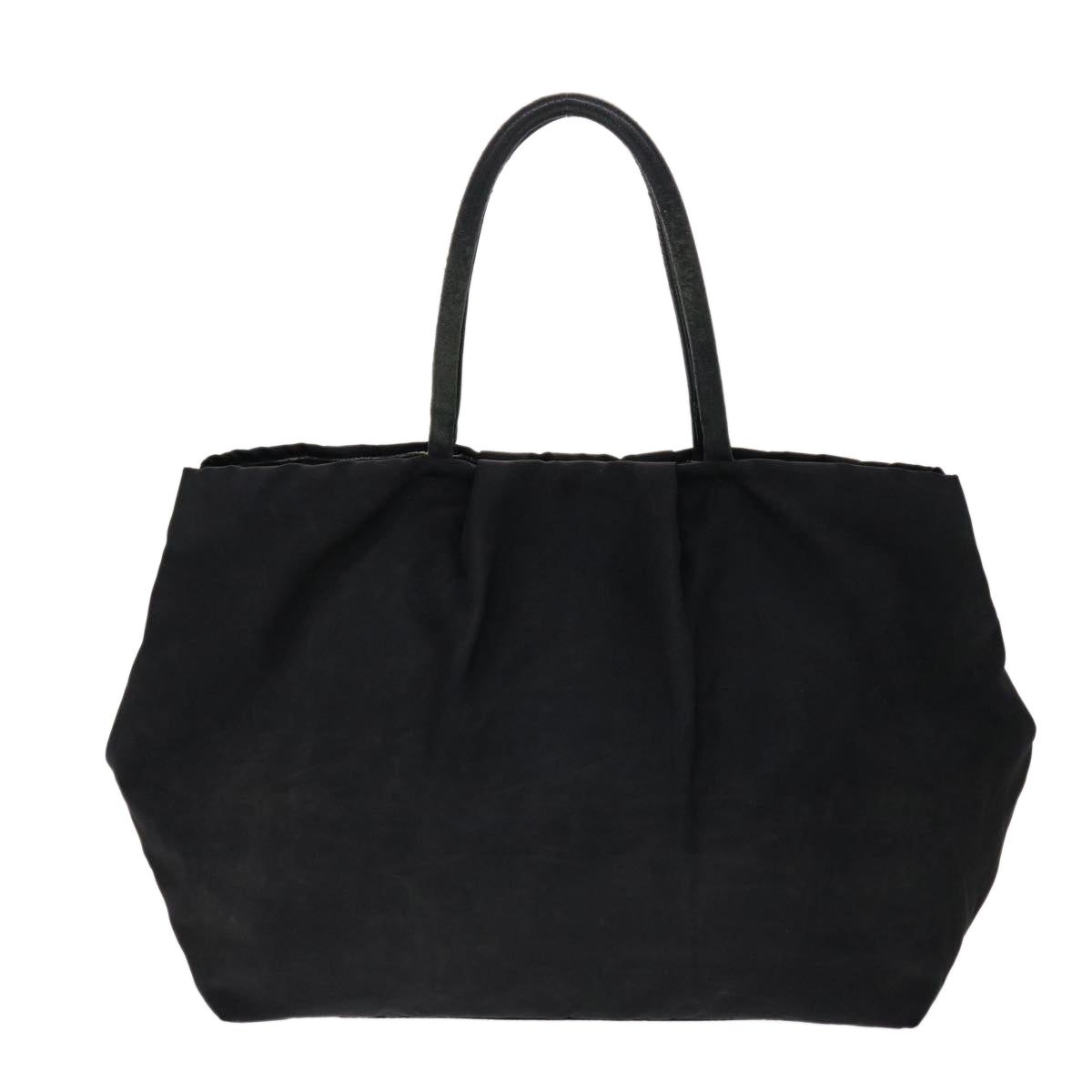 Prada Ribbon Hand Bag Nylon Leather Black