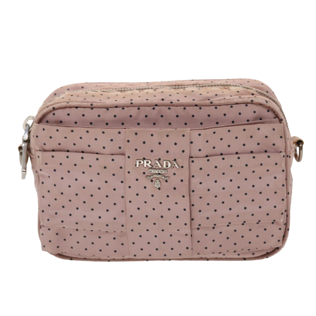 Prada Dot Chain Shoulder Bag Nylon Pink Black