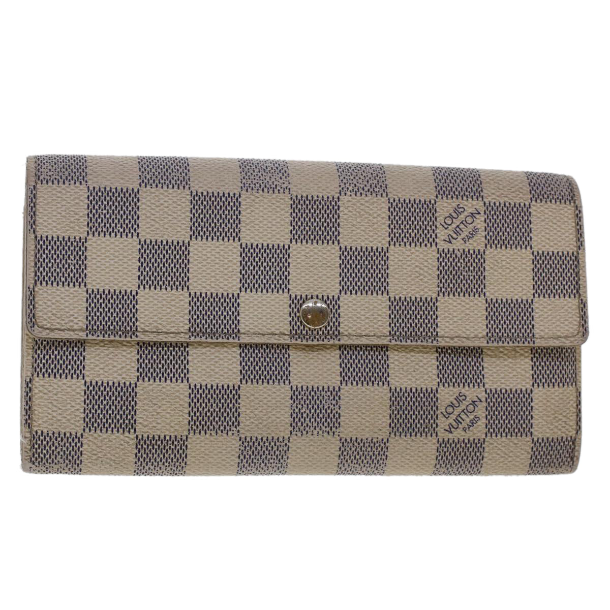 LOUIS VUITTON Damier Azur Portefeuille Sarah Long Wallet N63208 LV 48895