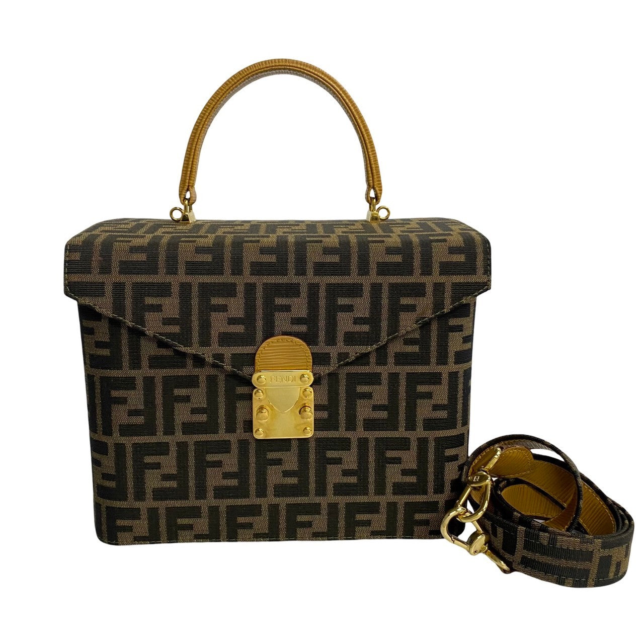 FENDI Shoulder Bag Canvas, Leather Brown Zucca Women